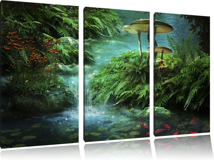 Pixxprint magischer Märchenwald als Leinwandbild - Grösse: 3-Teilig (120x80cm) - Wandbild - Kunstdru