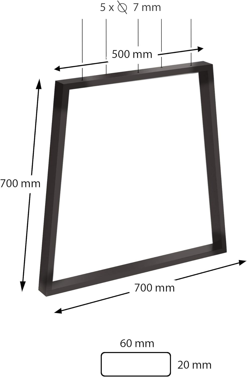 sossai® Trapez Tischkufen aus Stahl (pulverbeschichtet) TKG6 | Industrial Design | Farbe: Schwarz |