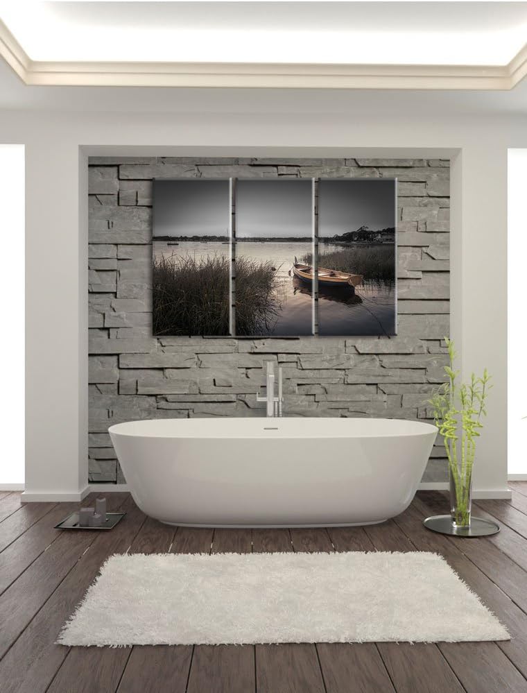 Pixxprint Segelschiffe an der Küste als Leinwandbild/Grösse: 3 Teilig (120x80) cm/Wandbild/Kunstdruc