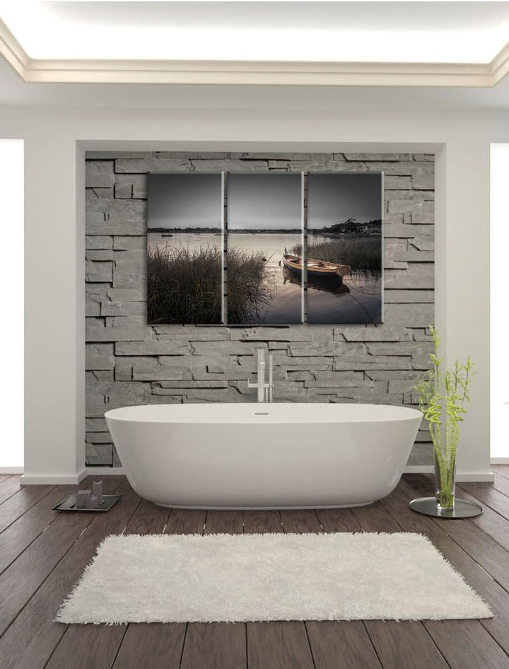 Pixxprint Segelschiffe an der Küste als Leinwandbild/Grösse: 3 Teilig (120x80) cm/Wandbild/Kunstdruc