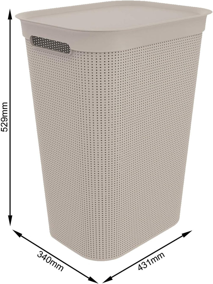 3er-Set Wäschesammler 50l Beige 3 Stück, Beige 3 Stück