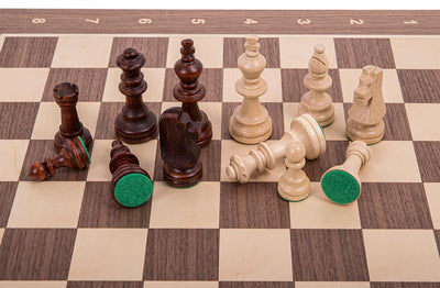 Square - Pro Schach Set Nr. 6 - NUSS - Schachbrett + Schachfiguren Staunton 6 + Kasten - Schachspiel