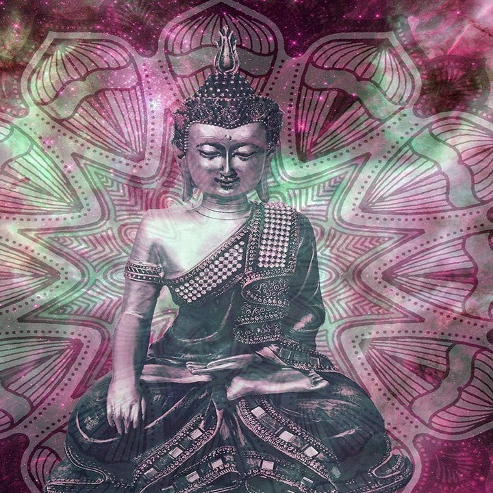 Bilder 5 Teilig Abstraktion Deco Panel Kunst Buddha Mantra Zen rosa 100x70 cm Deco panel 100x70 cm C