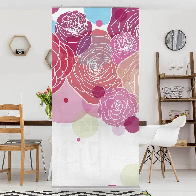 Bilderwelten Raumteiler Roses and Bubbles 250x120cm inkl. transparenter Halterung 250x120cm incl. tr