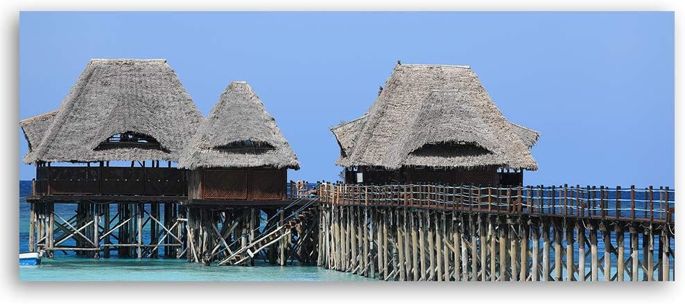 Wandbild Architektur Modern Deko Kunst Bilder Afrika Blau 120x40 cm Deko paneel 120x40 cm Blau_A, De