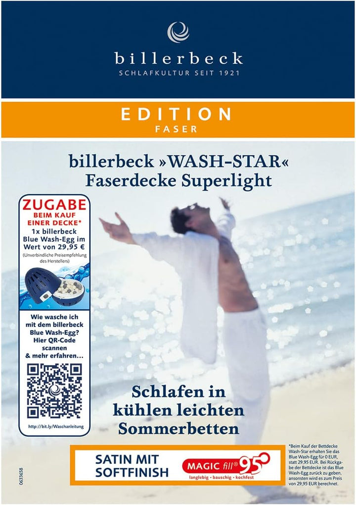 Billerbeck Faserdecke | E22 Wash-Star | Ganzjahresdecke | Allergiker geeignet | waschbar bis 95° C (