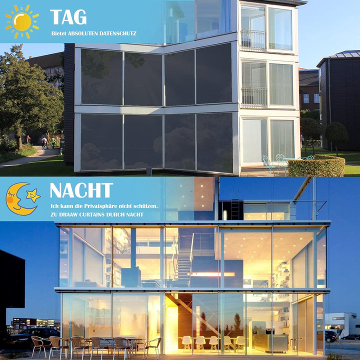 Fensterfolie von innen Durchsichtig von aussen Blickdicht,Sonnenschutzfolie Fenster innen UV-Schutz