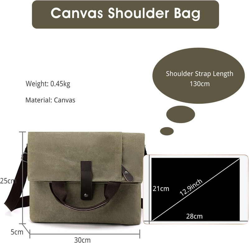 CORIOS Herren Umhängetaschen Canvas Schultertasche Casual Henkeltaschen Gross Schulterhandtasche Han