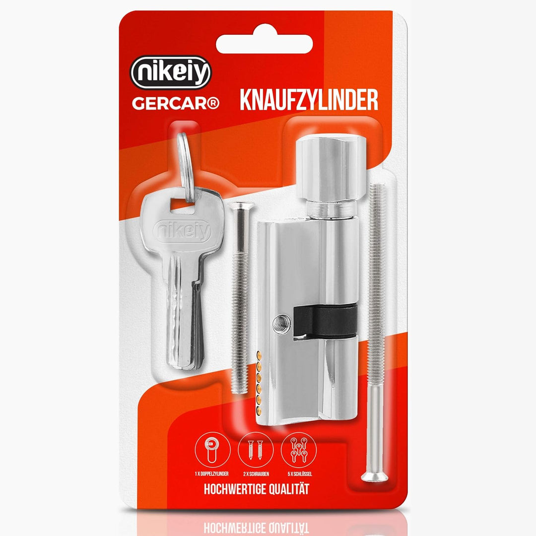 GERCAR Profilzylinder Schliesszylinder Zylinderschloss 30/30 Knaufzylinder Türschloss - inkl. 5 Schl