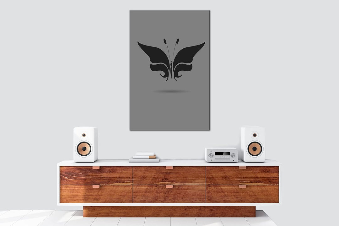 deyoli Schmetterling Logo Format: 80x60 Effekt: Schwarz&Weiss als Leinwandbild, Motiv fertig gerahmt