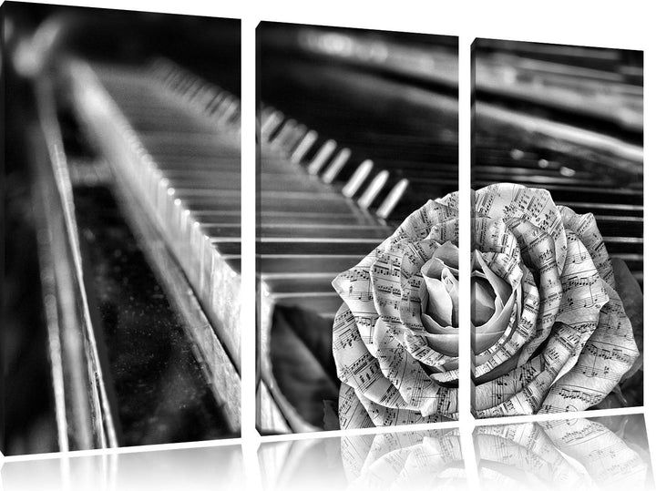 Pixxprint Noten neben Klavier als Leinwandbild/Grösse: 3 Teilig (120x80 cm) cm/Wandbild/Kunstdruck/f