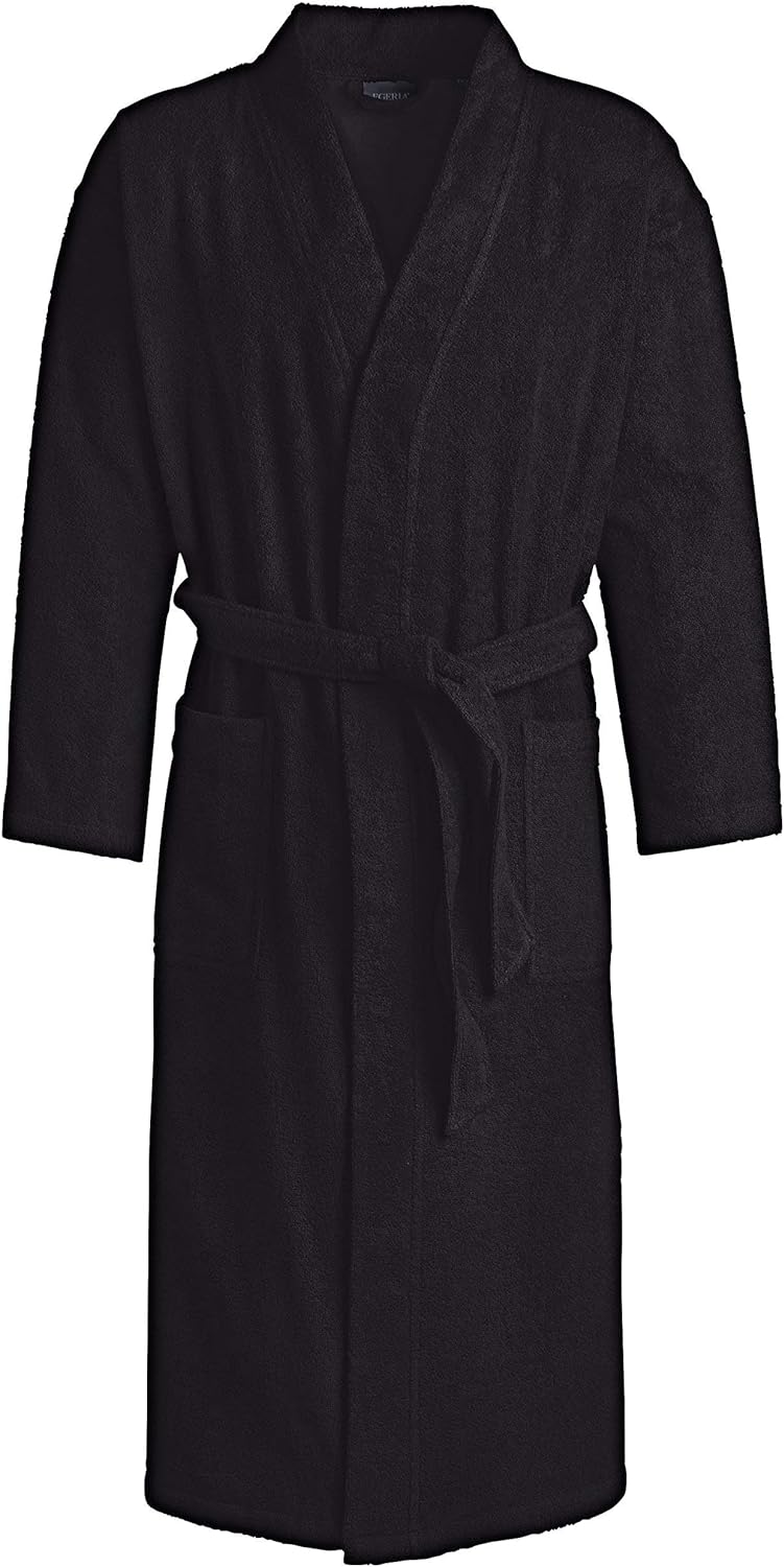 Egeria TOPAS Unisex Bademantel in Kimonoform für Damen und Herren, Grösse L, Farbe Black Schwarz S-X