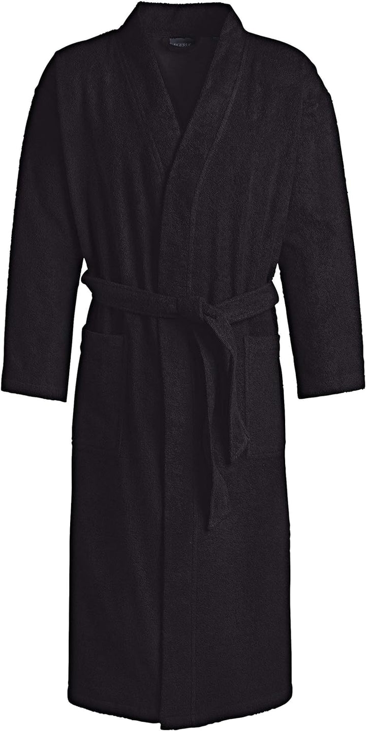 Egeria TOPAS Unisex Bademantel in Kimonoform für Damen und Herren, Grösse L, Farbe Black Schwarz S-X