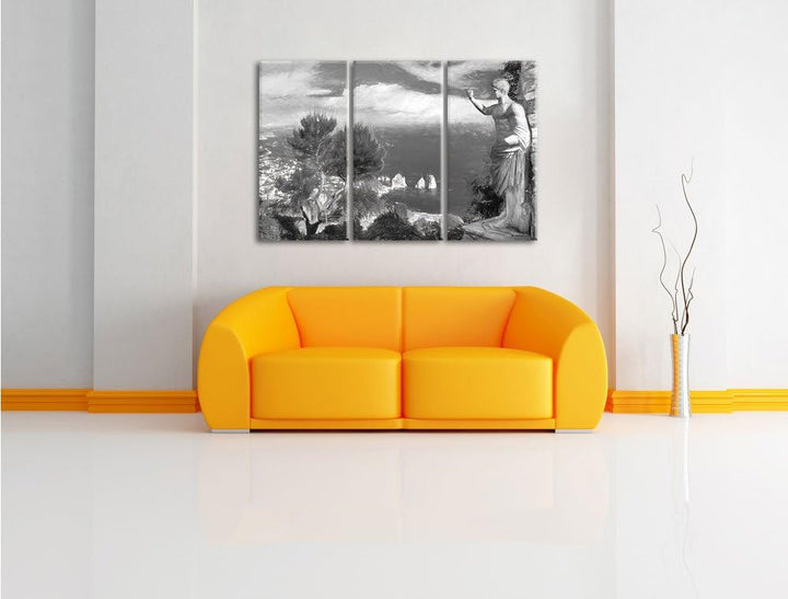 Pixxprint Insel Capri in Italien Kunst / 3-Teilig/Gesamtmass 120cm Leinwandbild bespannt auf Holzrah
