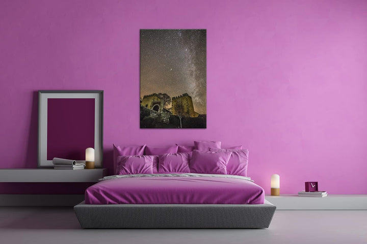 deyoli alter Burgruine unter den Sternen Format: 80x60 als Leinwand, Motiv fertig gerahmt auf Echtho