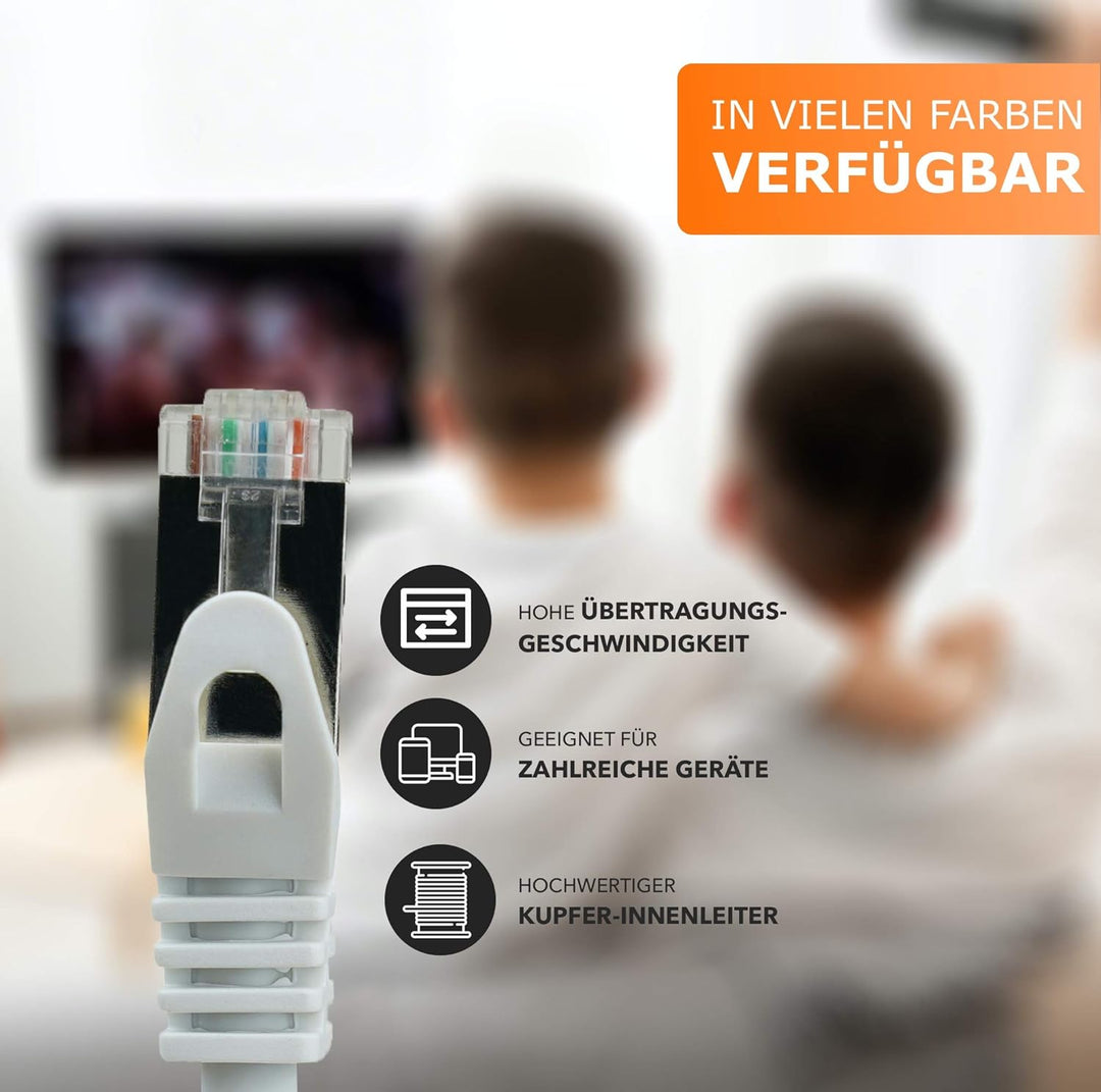 1aTTack.de 30m - weiss - 1 Stück CAT.7 Netzwerkkabel Patchkabel SFTP PIMF LSZH Gigabit Lan Kabel 10G