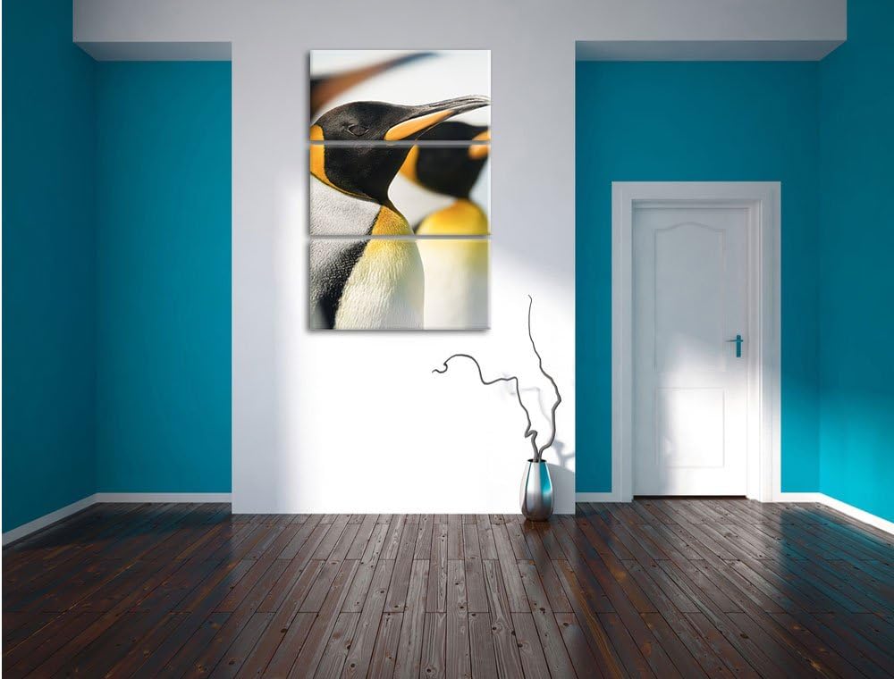 Pixxprint Pinguine 3-Teiler Leinwandbild 120x80 Bild auf Leinwand