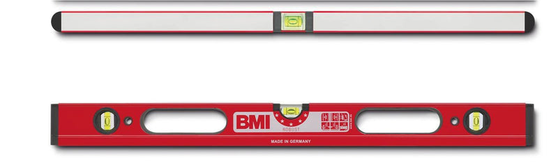 BMI 698100D Wasserwaage Robust, Länge 100 cm, 2 Durchgriffe, pulverbeschichtet, Rot,grau