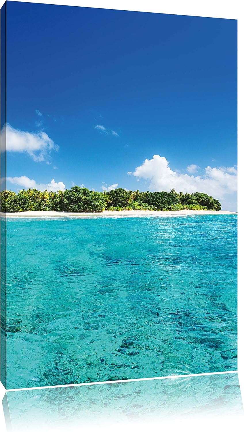 Pixxprint Malediven Traumstrand Meer als Leinwandbild/Grösse: 100x70 / Wandbild/Kunstdruck/fertig be