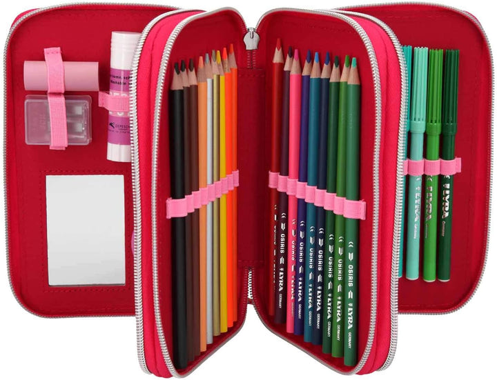 Depesche 10991 Federtasche mit 3 Reissverschlüssen und Stiften von Lyra, TOPModel Cherry Bomb, pink,