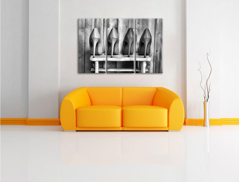 Pixxprint Bunte High Heels als Leinwandbild | Grösse: 3 Teilig (120x80) | Wandbild| Kunstdruck | fer