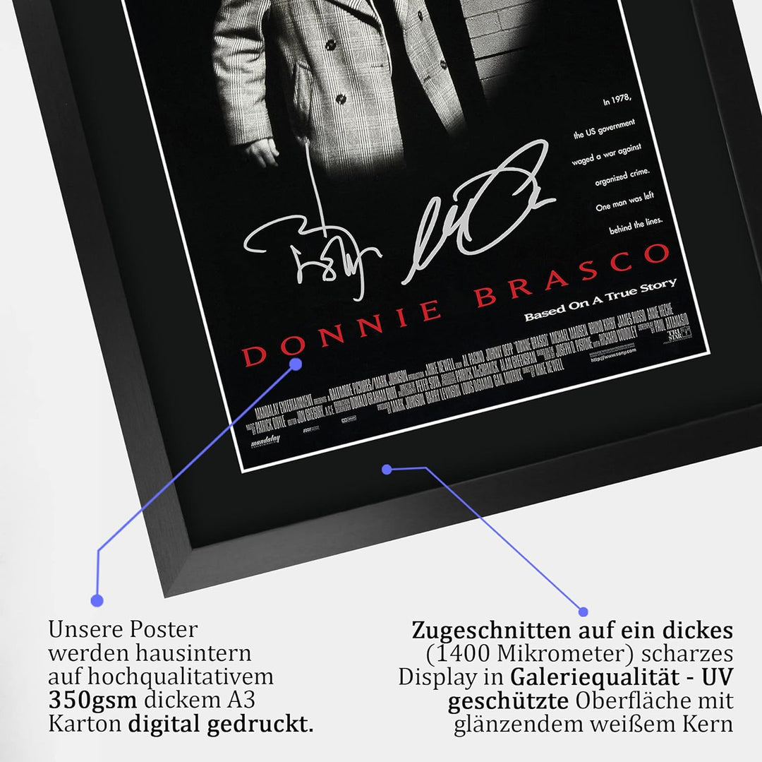 HWC Trading Donnie Brasco A3 Gerahmte Signiert Gedruckt Autogramme Bild Druck-Fotoanzeige Geschenk F