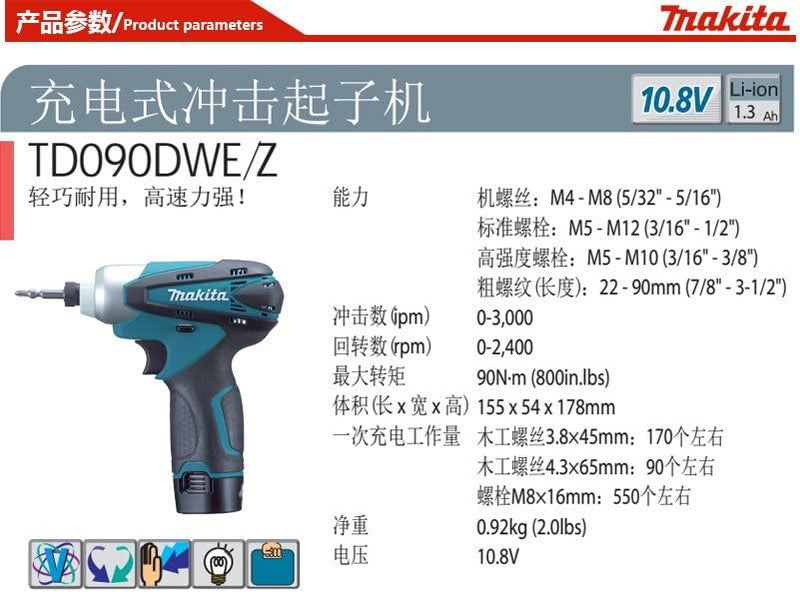 Makita TD090DWE Li-Ion Akku-Schlagschrauber 10,8 V