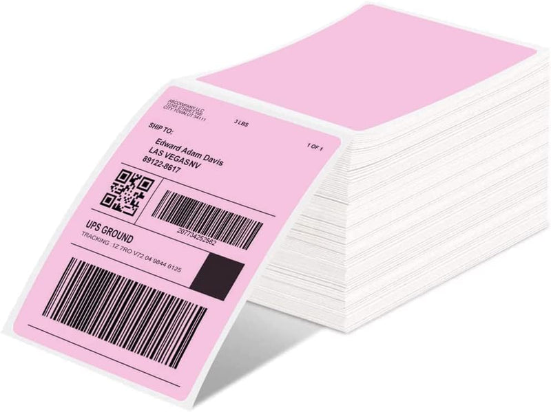 MUNBYN Versandaufkleber Rosa 4×6 DHL Etiketten (500 Stück 10.2 x 15.2 cm) Thermopapier Versandetiket