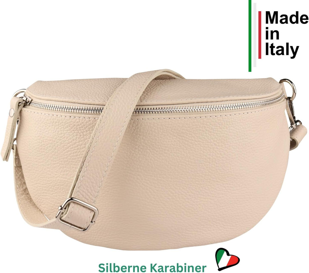 MIRROSI® Bauchtasche Damen, Echtleder, Made in Italy, Umhängetasche, Brusttasche, Crossbody Bag (1 T