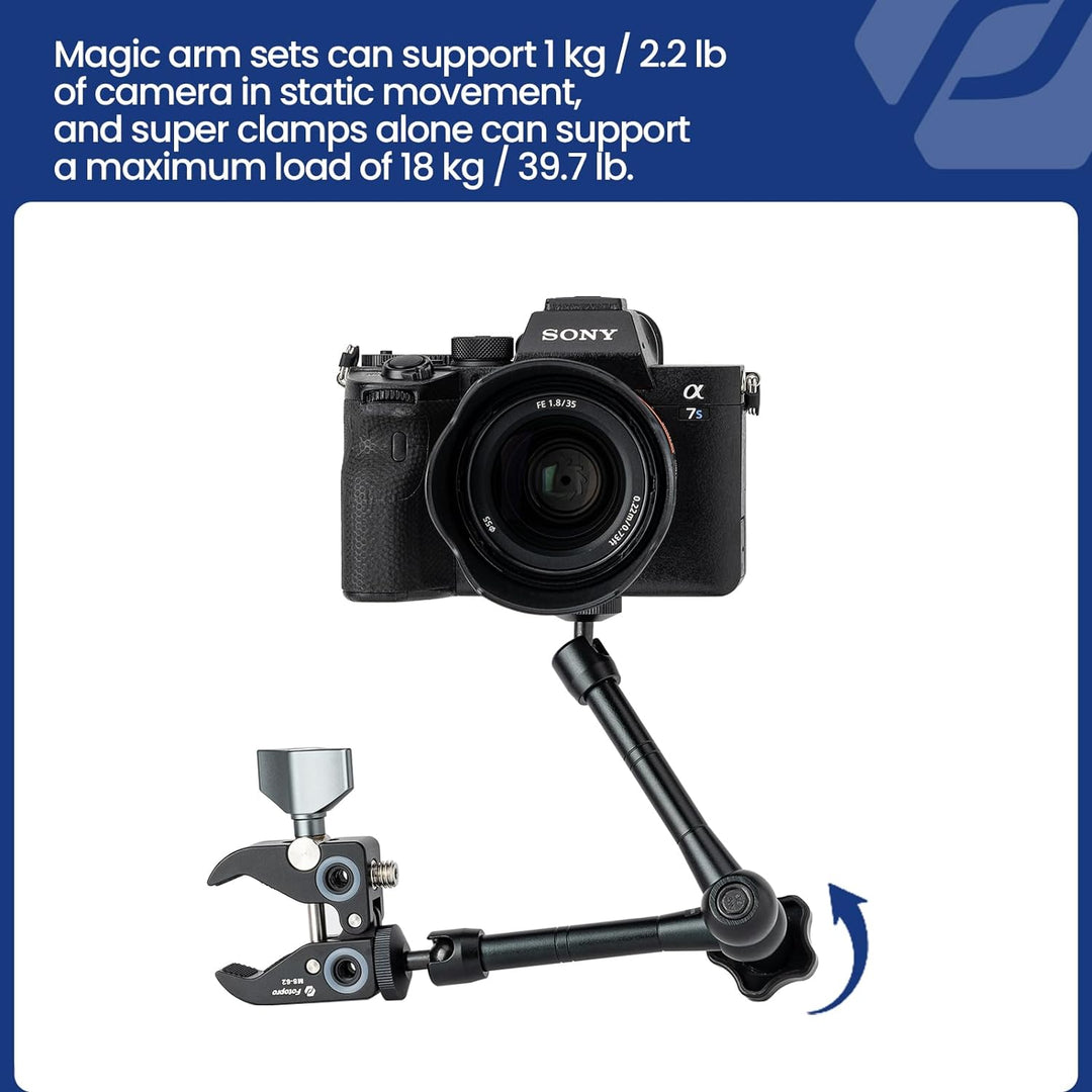 Fotopro 11 Zoll Magic Arm Kit und Super Clamp mit 1/4 3/8 Verlängerungsbohrungen für DSLR Kamera LED