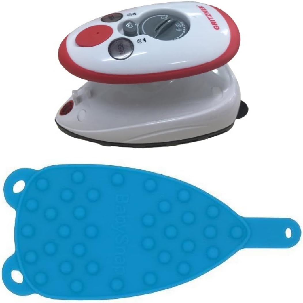 GRITZNER 636 mini Bügeleisen (rot) (Gritzner 636 + hellblaue Ablage), Gritzner 636 + Hellblaue Ablag