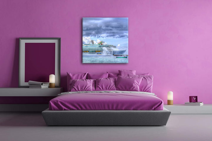 deyoli malerisches Kreuzfahrtschiff Format: 70x70 als Leinwandbild, Motiv fertig gerahmt auf Echthol