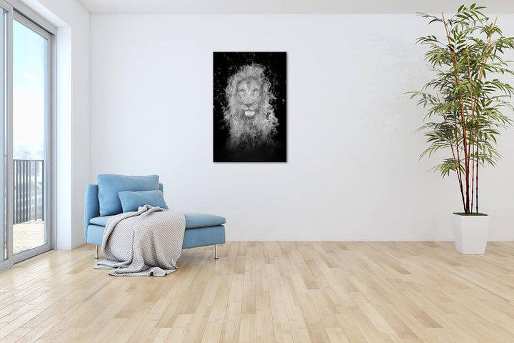 deyoli feuriger Löwe Format: 80x60 Effekt: Schwarz&Weiss als Leinwandbild, Motiv fertig gerahmt auf