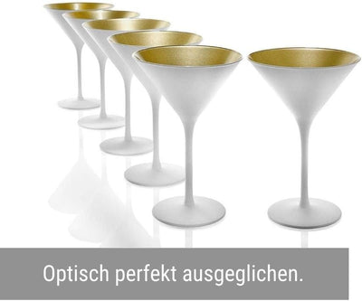 Stölzle Lausitz Cocktailschale Elements 240ml I Martini Gläser 6er Set I weiss-Gold I Cocktailgläser