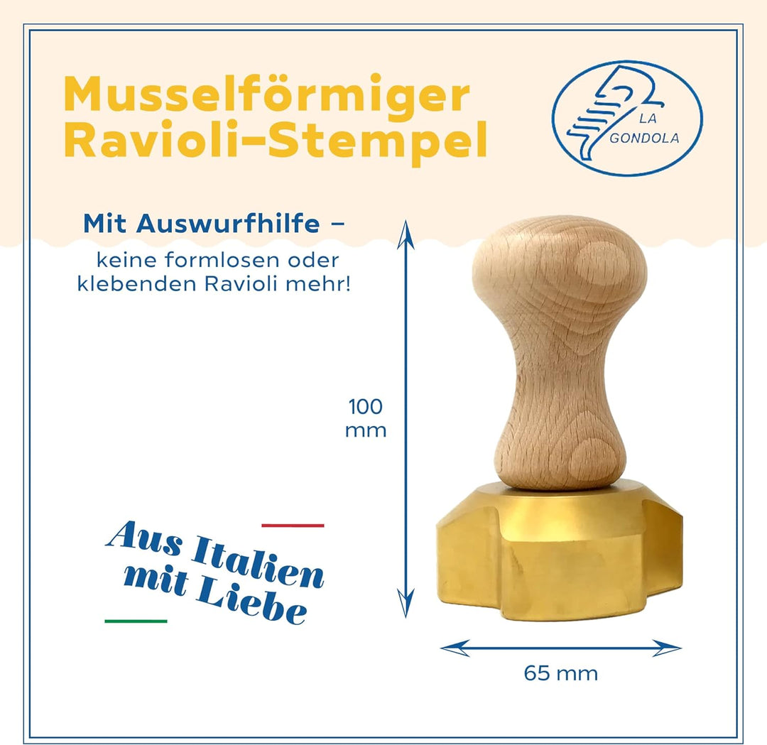 La Gondola Ravioli-Stempel - Muschelförmig 65mm | Italienisches Pasta-Werkzeug für Zuhause, gewerbli