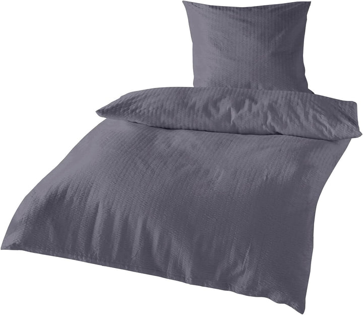 Traumschlaf Seersucker Bettwäsche Set • bügelfreie Sommerbettwäsche einfarbig Uni in tollen Farben m
