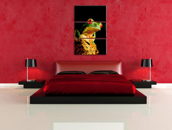 Dark Eulen Kauz Orange Augen Spezial 3-Teiler Leinwandbild 120x80 Bild auf Leinwand, XXL riesige Bil
