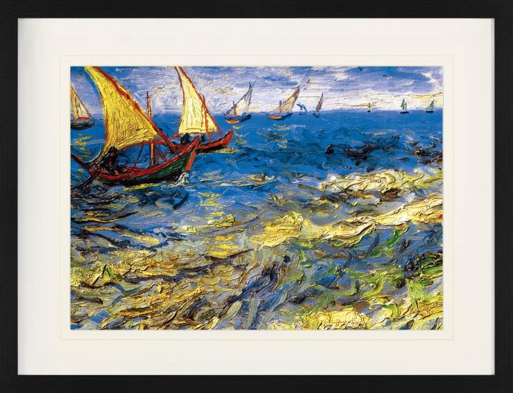 1art1 Vincent Van Gogh Poster Das Meer Bei Saintes-Maries, 1888 Gerahmtes Bild Mit Edlem Passepartou