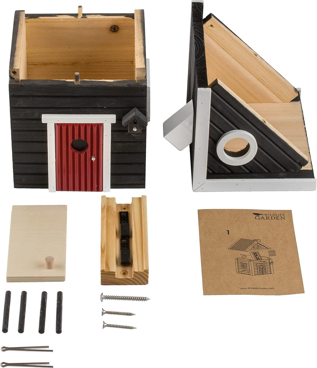 Wildlife Garden WG106 Multiholk Schwarzes Haus - Der Kombinierte Vogelfutterhaus und Nistkasten/Voge