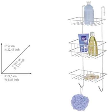 WENKO Duschregal Revigo, Badezimmerregal zum Einhängen an die Duschkabine mit drei viereckigen Ablag