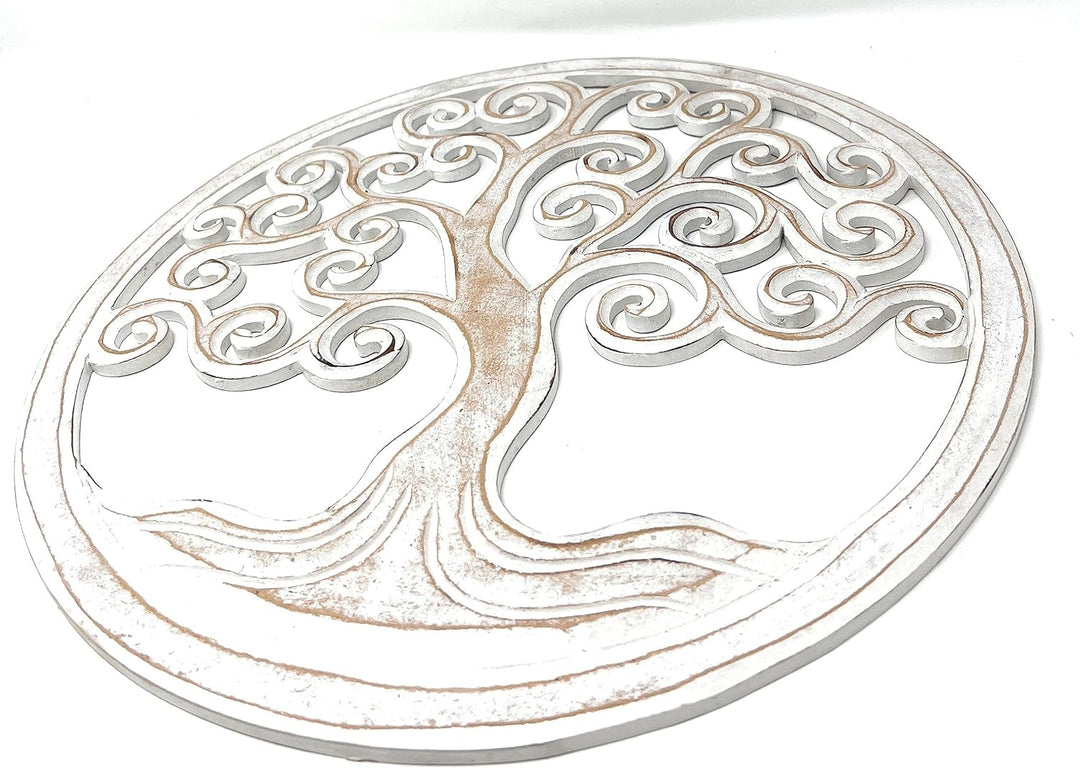 Trintura Wandbild Baum des Lebens Mandala Pohon Ulir 60cm (white) Lebensbaum Geschenkidee Wanddeko W