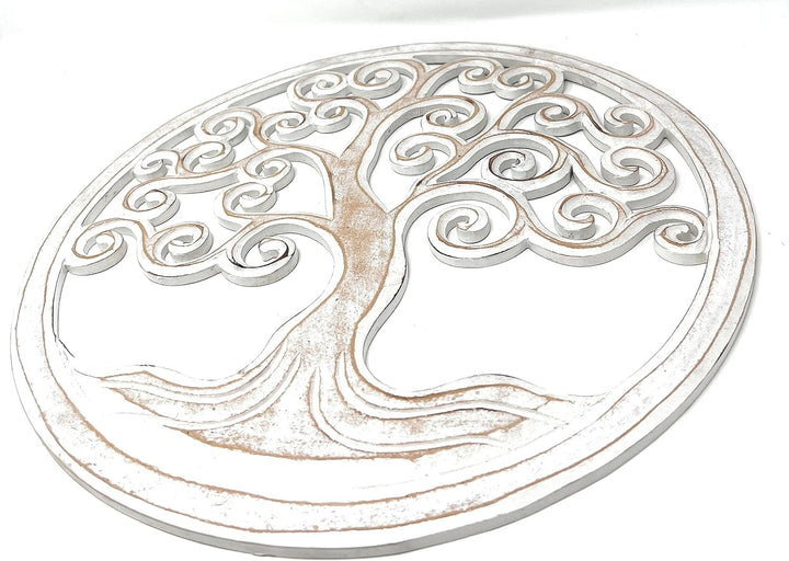 Trintura Wandbild Baum des Lebens Mandala Pohon Ulir 60cm (white) Lebensbaum Geschenkidee Wanddeko W