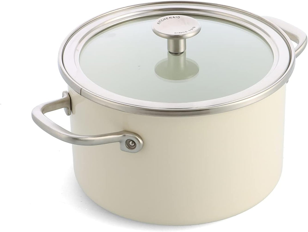 KitchenAid Steel Core Enamel Kochtopf mit Deckel (20cm/3,7l), deutsche Emaille, Induktionsgeeignet,