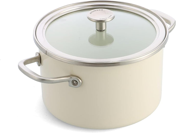 KitchenAid Steel Core Enamel Kochtopf mit Deckel (20cm/3,7l), deutsche Emaille, Induktionsgeeignet,
