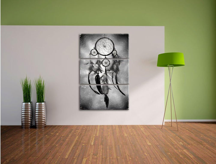 Pixxprint Indianischer Traumfänger Kunst als Leinwandbild/Grösse: 3 Teilig (120x80 cm) cm/Wandbild/K