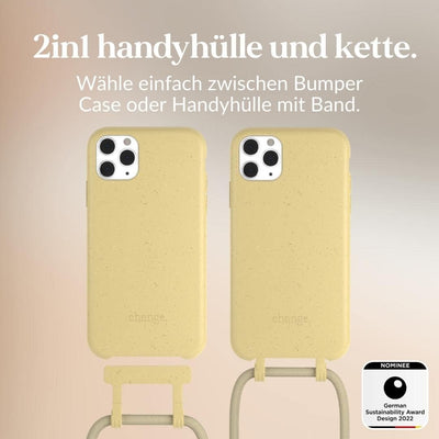 Woodcessories - Nachhaltige Handykette abnehmbar kompatibel mit iPhone 11 Pro Max Hülle mit Band gel