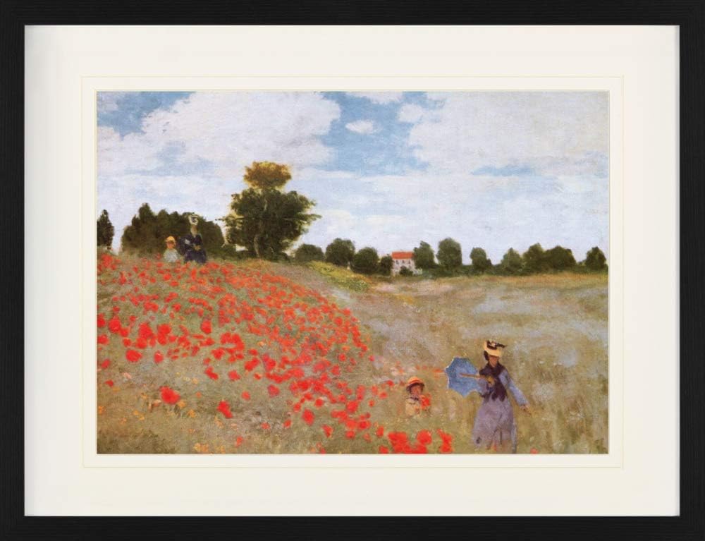 1art1 Claude Monet Poster Mohnblumen, 1873 Gerahmtes Bild Mit Edlem Passepartout | Wand-Bilder | Im