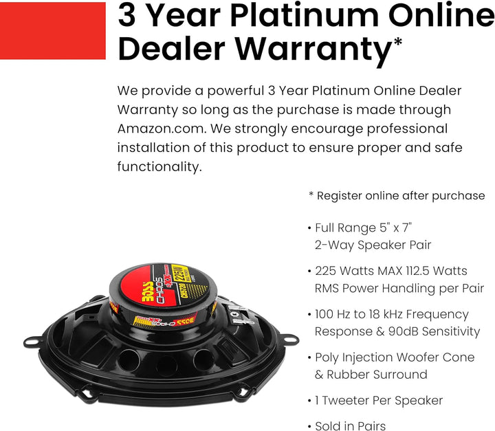 BOSS Audio Systems CH5720 Chaos Series Autotür-Lautsprecher 12,7 x 17,8 cm – 225 Watt Max, 2-Wege, V