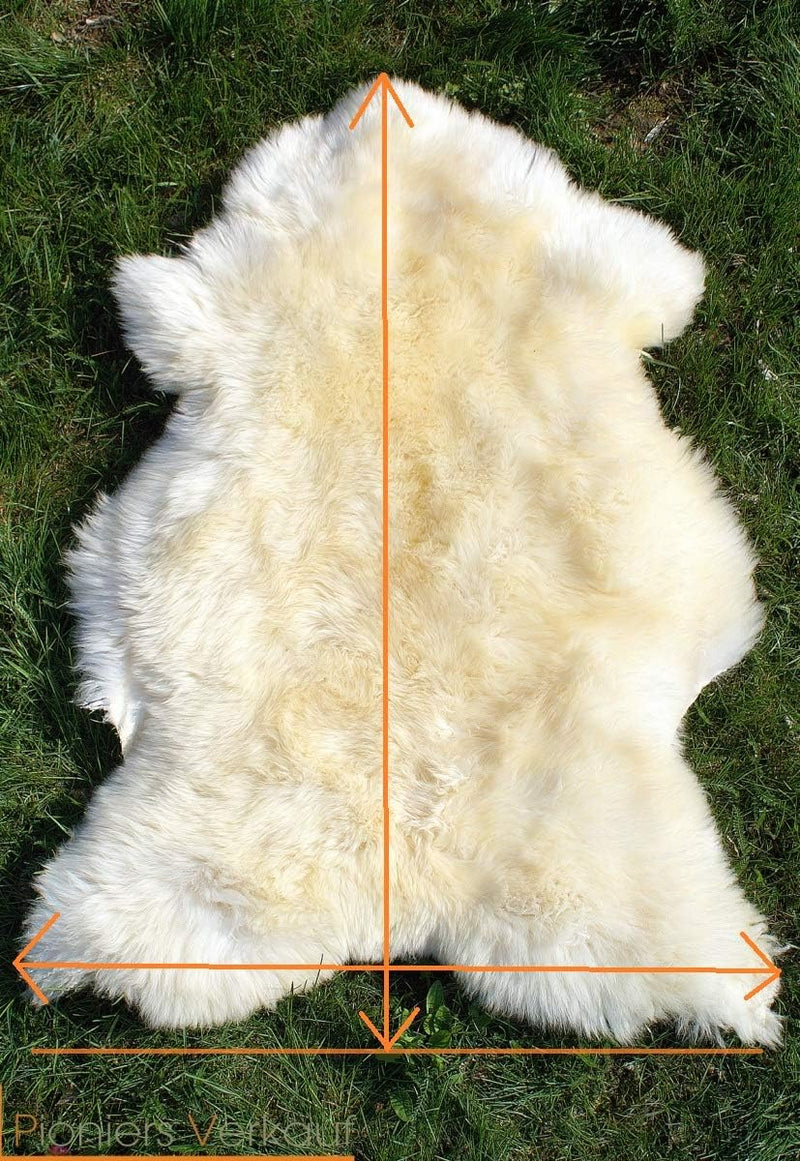 Pioniers Verkauf XXL Natur Schaffell Lammfell Teppich Sitzfell pflanzlich gegerbt 120-130 cm naturwe