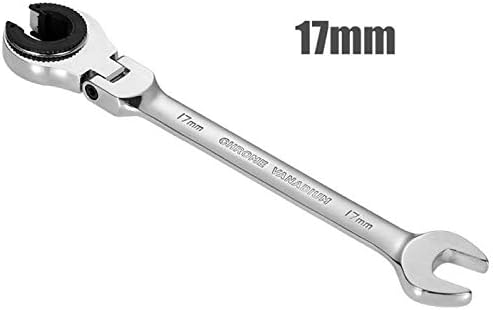 17 mm Flex-Head Rohr-Ratschenschlüssel Doppeltes offenes Ende Spiegelpolitur Ratsche Flare Mutter Sc